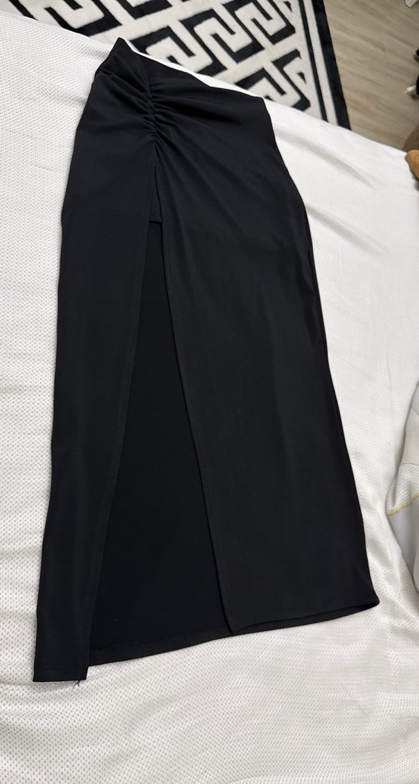 Siyah Drapeli Kadın Uzun Etek - Görsel 3