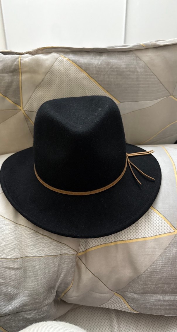 Siyah Süet Tokalı Bohem Kadın Şapka - Görsel 3