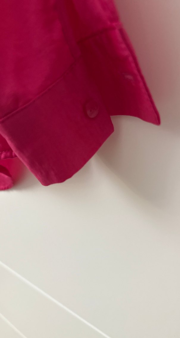 Pembe Uzun Kollu Keten Gömlek - Görsel 5