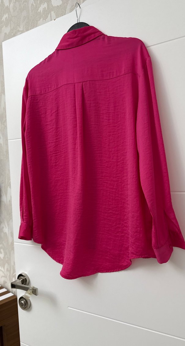 Pembe Uzun Kollu Keten Gömlek - Görsel 4