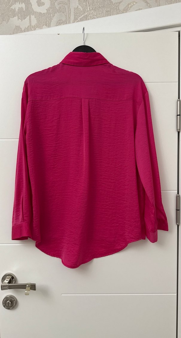 Pembe Uzun Kollu Keten Gömlek - Görsel 3