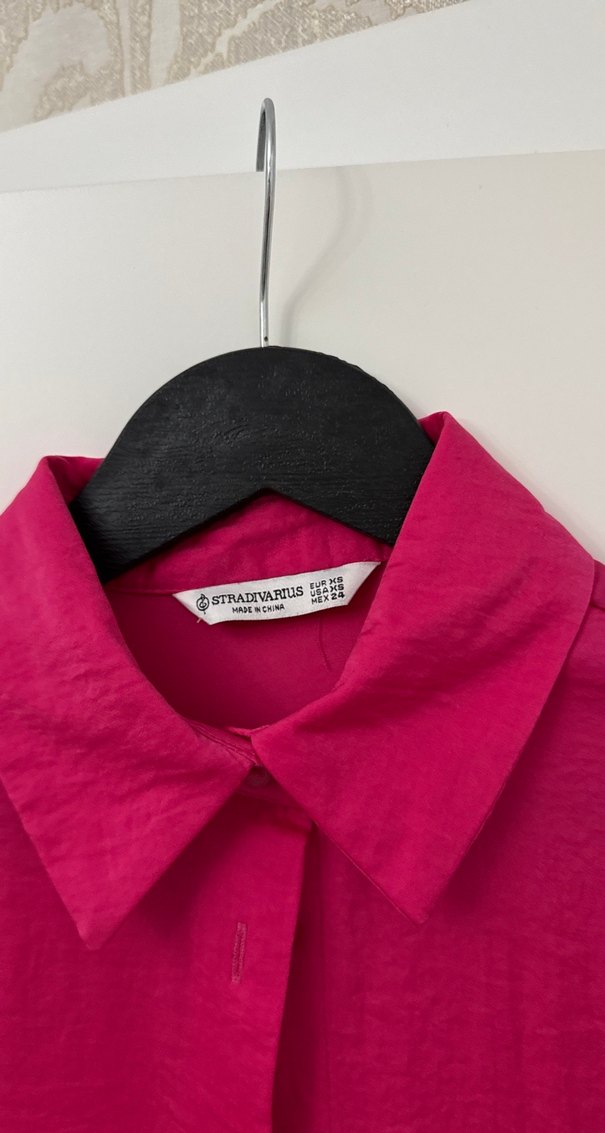 Pembe Uzun Kollu Keten Gömlek - Görsel 2