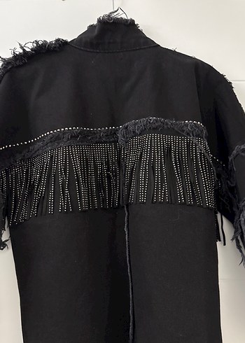 Siyah Düğmeli Kadın Kot Ceket - Görsel 4