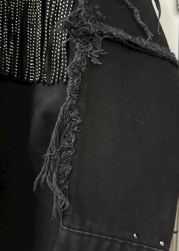 Siyah Düğmeli Kadın Kot Ceket - Görsel 2