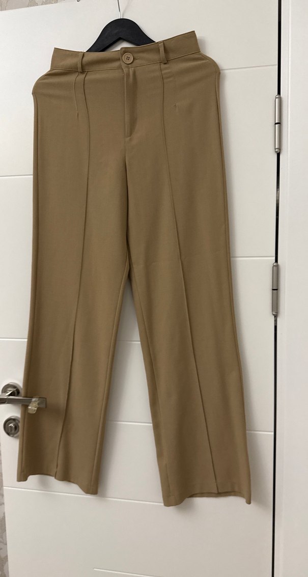 Bej Kadın Kumaş Pantolon, Kemerli, Midi Boy holly lolly - Görsel 2