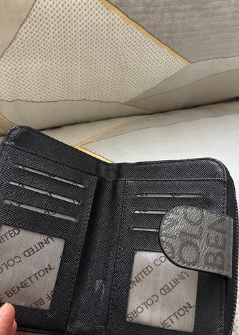 Benetton Baskılı Gri Deri Cüzdan - Görsel 3
