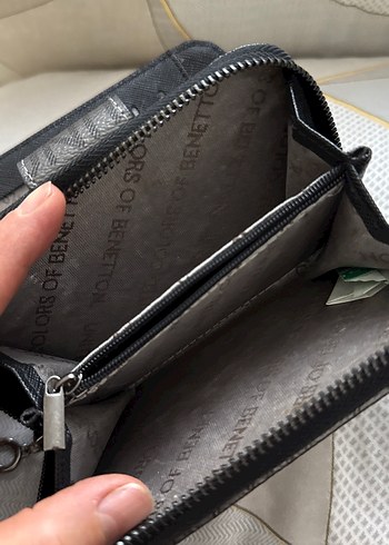 Benetton Baskılı Gri Deri Cüzdan - Görsel 4