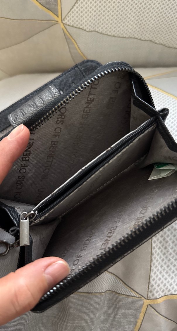 Benetton Baskılı Gri Deri Cüzdan - Görsel 4