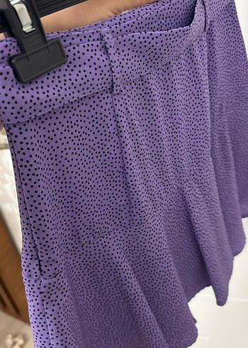Mor Kuşaklı Mini Etek - Görsel 3