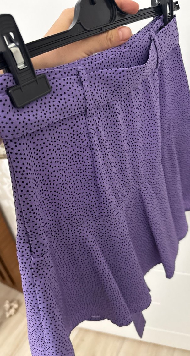 Mor Kuşaklı Mini Etek - Görsel 3