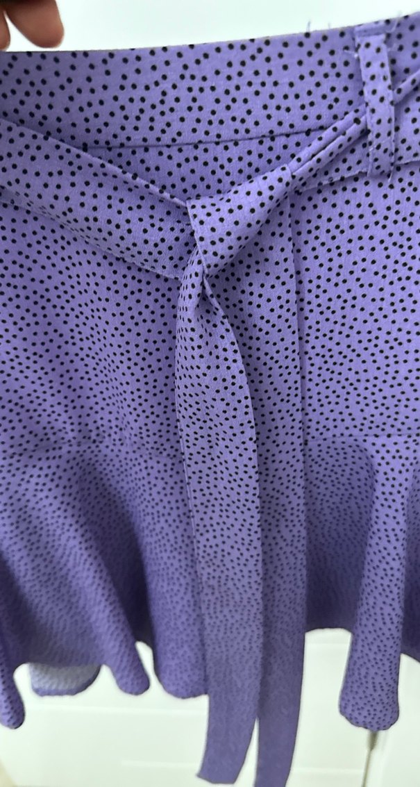 Mor Kuşaklı Mini Etek - Görsel 4