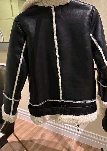 Siyah Deri Kürklü Kadın Ceket - Görsel 5