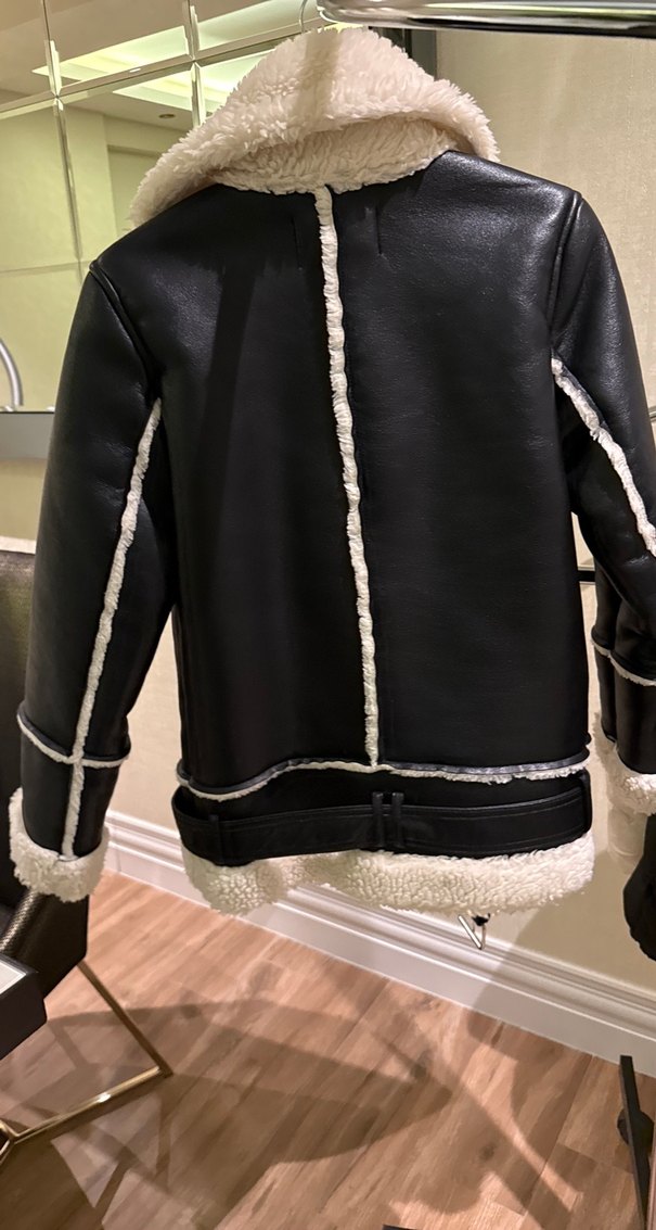 Siyah Deri Kürklü Kadın Ceket - Görsel 5