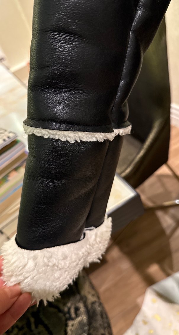 Siyah Deri Kürklü Kadın Ceket - Görsel 4