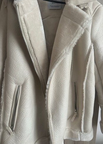 Beyaz Kürklü Kadın Mont - Görsel 12