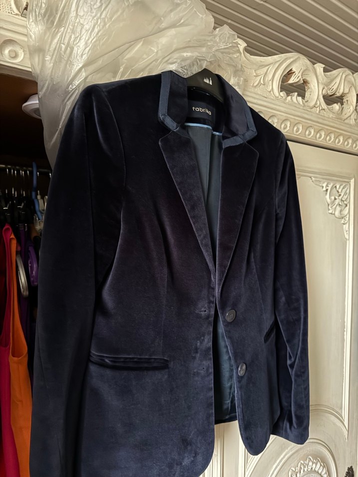 Fabrika lacivert kadife ceket - Görsel 2