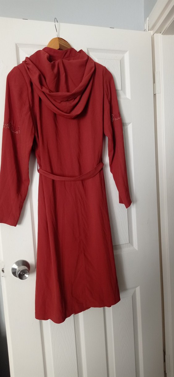 Bordo Vintage Nakışlı Uzun Kadın Elbisesi - Görsel 3