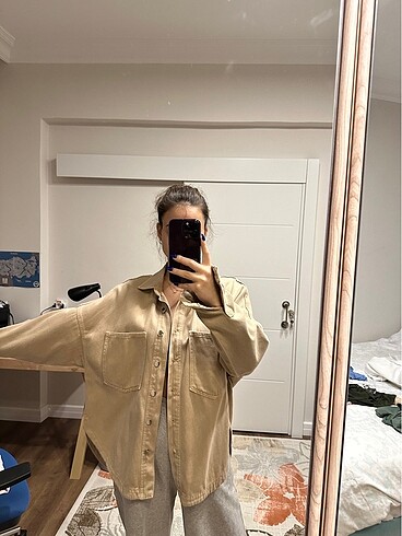 m Beden camel Renk Addax Oversize Gömlek