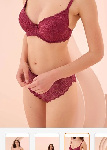 NBB Bordo Dantelli Bohem Tarz Sütyen Takımı 90 B - Görsel 4