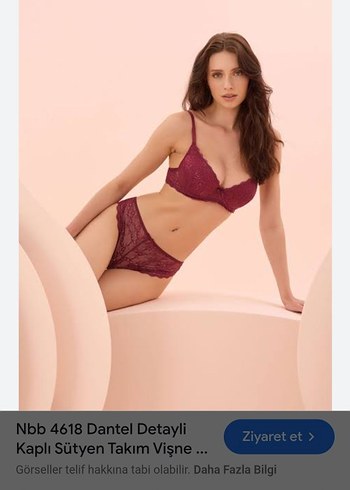 NBB Bordo Dantelli Bohem Tarz Sütyen Takımı 90 B - Görsel 3