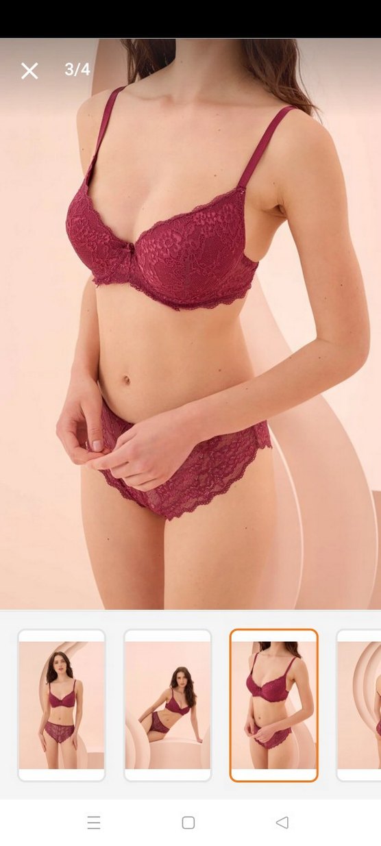 NBB Bordo Dantelli Bohem Tarz Sütyen Takımı 90 B - Görsel 4