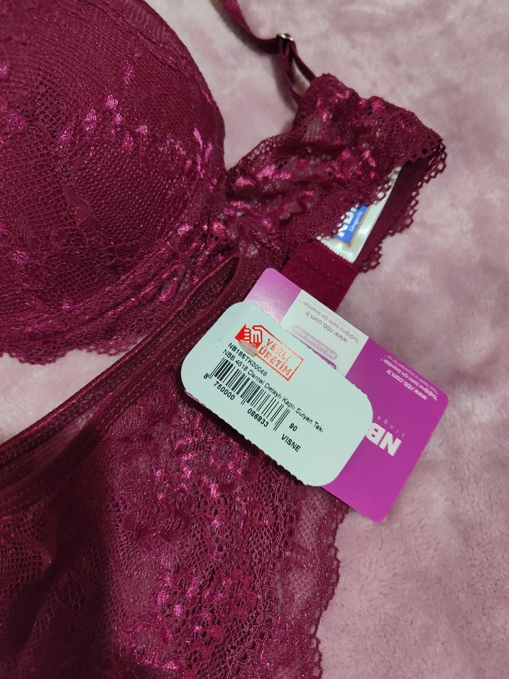 NBB Bordo Dantelli Bohem Tarz Sütyen Takımı 90 B - Görsel 2