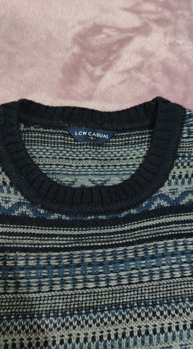 Erkek Gri Örgü Salaş Kazak lc L beden - Görsel 5