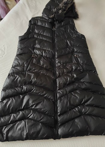 Kürklü Siyah Kadın Şişme Yelek - Görsel 2