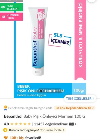 Bepanthol Baby Pişik Önleyici Merhem 100g