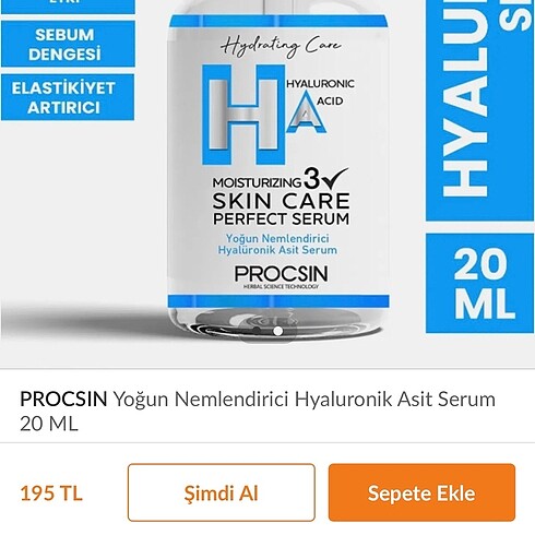 Beden Renk PROCSIN Serum Paketi ikili (C Vitamini - Hyaluronik Asit Serumu)