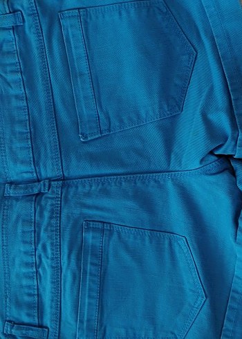 Koton Düğmeli Mavi Kadın Denim Kumaş Pantolon