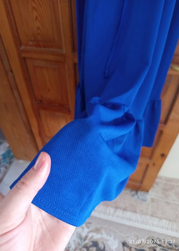 xl Beden mavi Renk Diger Mavi Uzun Kollu Salaş Elbise