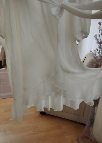 Beyaz Midi Bohem V Yaka Elbise - Görsel 7