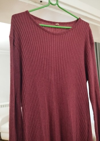 Bordo Uzun Kollu Triko Elbise - Görsel 3