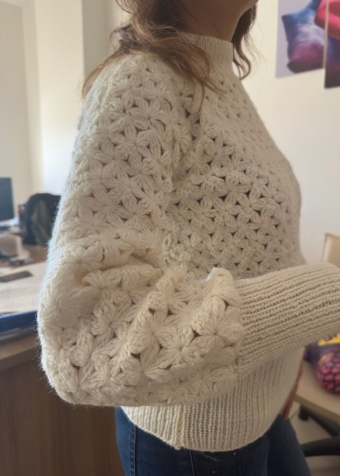 Vakko model çiçekli kazak - Görsel 5