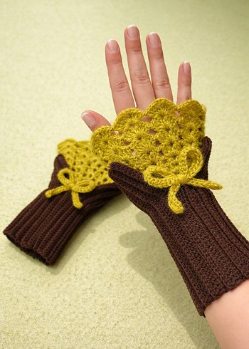 Dantel Detaylı Örgü vintage Eldiven - Görsel 2