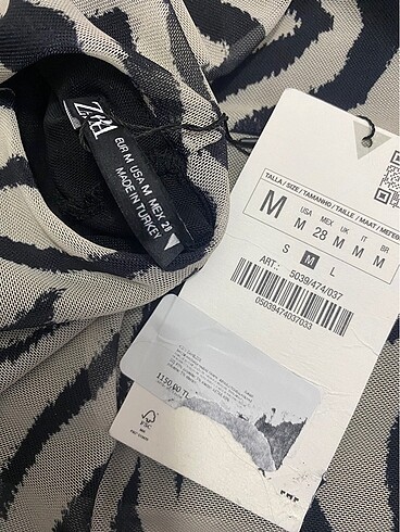 m Beden Zara zebra desenli uzun elbise