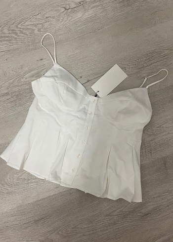 s Beden Zara pilili poplin top