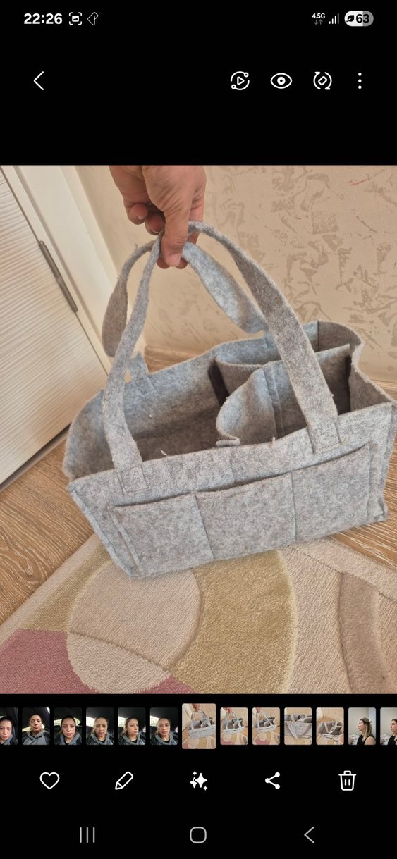 Gri Keçe Bebek Çantası - Görsel 4