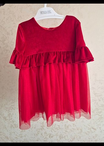 yılbaşı Kız Çocuk Kırmızı Elbise yeni yıl elbisesi kadife - Görsel 2