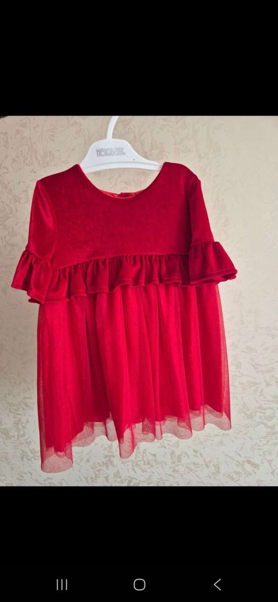 yılbaşı Kız Çocuk Kırmızı Elbise yeni yıl elbisesi kadife - Görsel 3