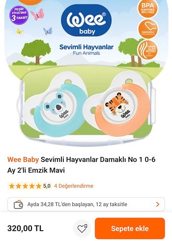 Wee Baby Sevimli Hayvanlar Emzik Seti 6-18 Ay - Görsel 4