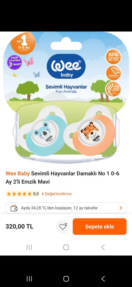 Wee Baby Sevimli Hayvanlar Emzik Seti 6-18 Ay - Görsel 4