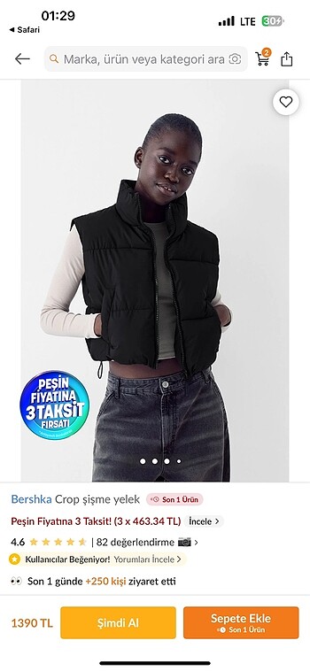 Bershka crop şişme yelek