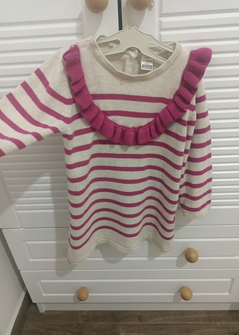 Kız Çocuk Pembe Çizgili Fırfırlı elbise - Görsel 2