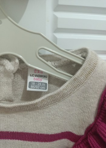 Kız Çocuk Pembe Çizgili Fırfırlı elbise - Görsel 3