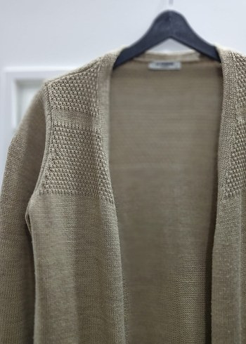 Bej Uzun Triko Kadın Hırka - Görsel 4