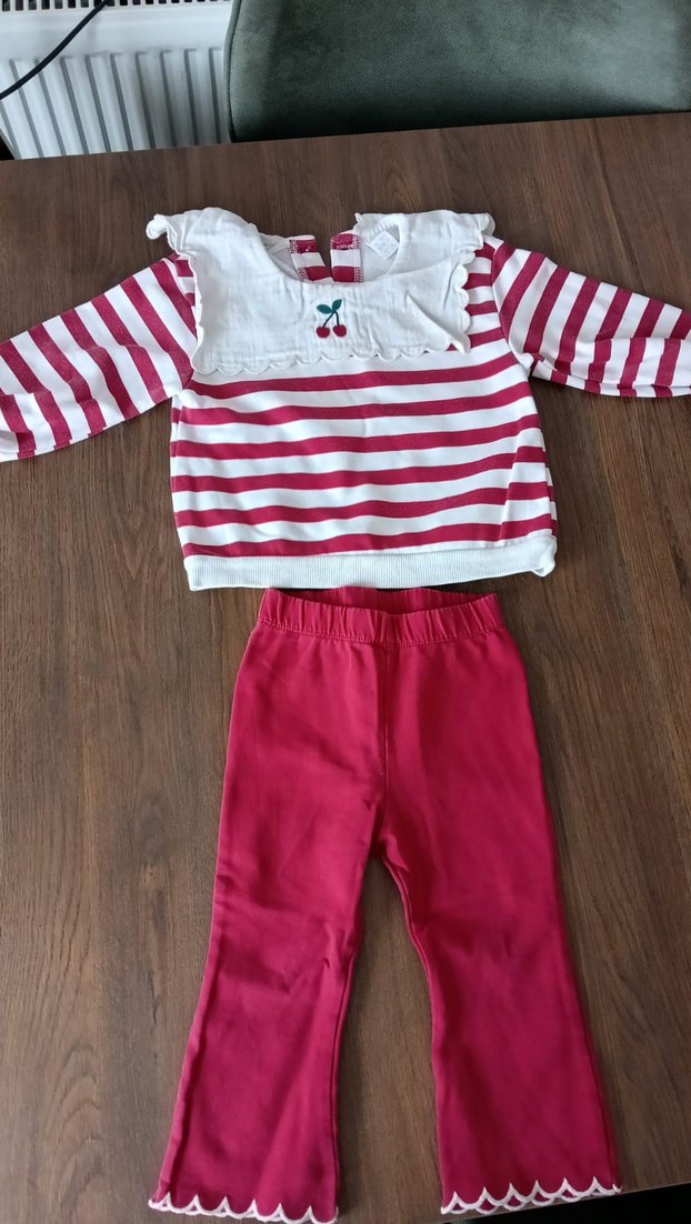 Kız Bebek Uzun Kollu Çizgili Takım - Görsel 3