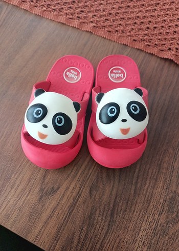Panda Desenli Pembe Kız Çocuk Terlik