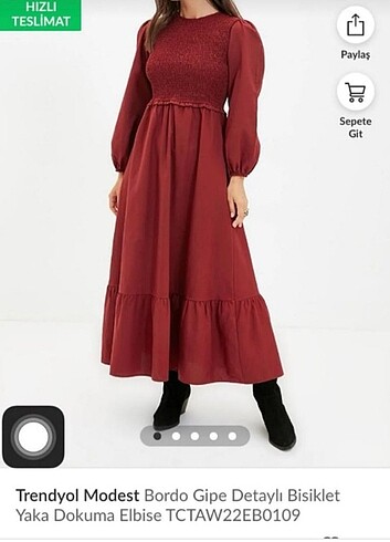 Trendyol & Milla Uzun bordo elbise